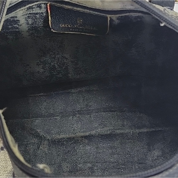 AUTHENTIC GUCCI VINTAGE WEB SHERRY LINE BOSTON BAG…MONOGRAM CANVAS NAVY LEATHER - Picture 9 of 11